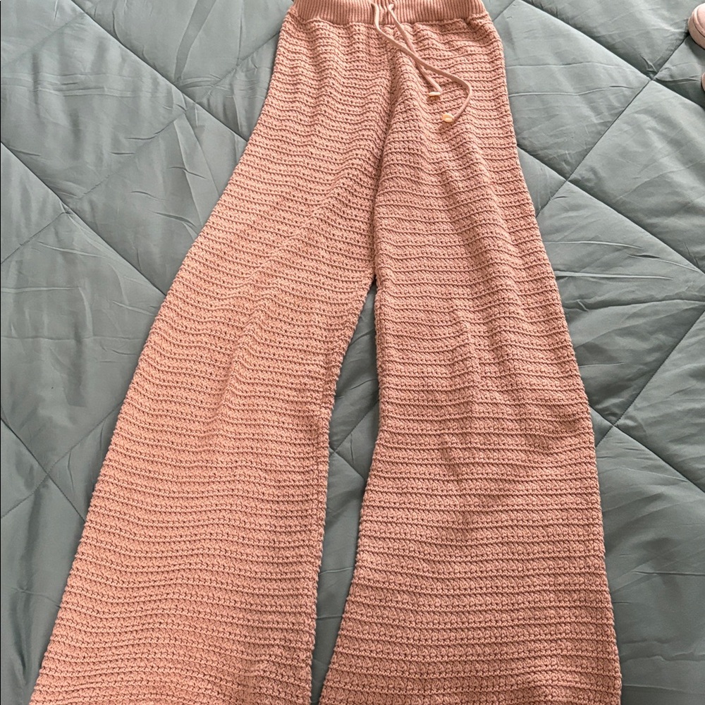 Sincerely Jules Crochet Knit Pants in Tan